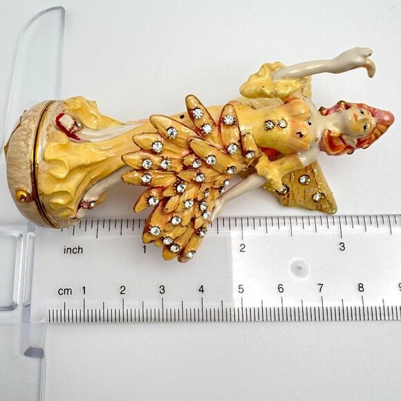 Flamigo Fairy Trinket Box Yellow Wings  Rhinestone Accents Enamel Metal - Picture 3 of 9